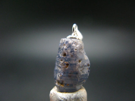 Gem Blue Sapphire Corundum Crystal Silver Pendant From Sri Lanka - 13.20 Carats