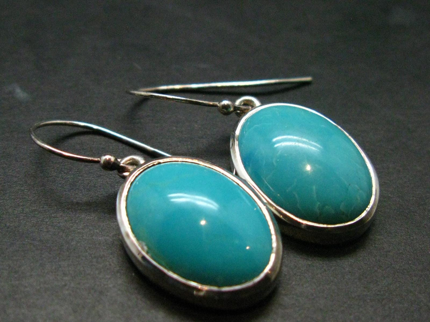 Nice Raw Natural Turquoise Sterling Silver Earrings from Mexico - 6.0 Grams