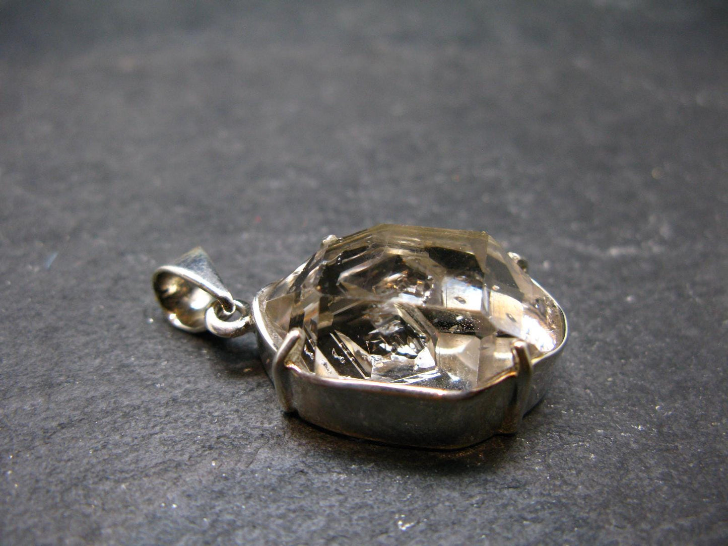 Fine Natural Herkimer Diamond Silver Pendant From New York - 1.4" - 9.79 Grams