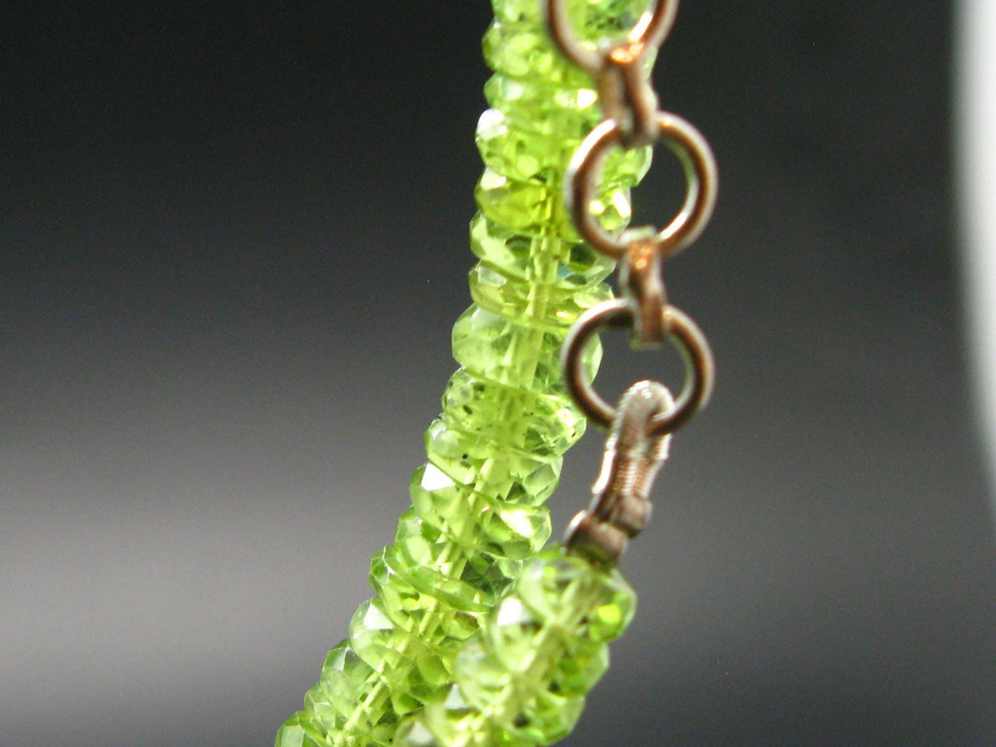 Gem Olivine Peridot Rondelle Beads Necklace From Pakistan - 17"
