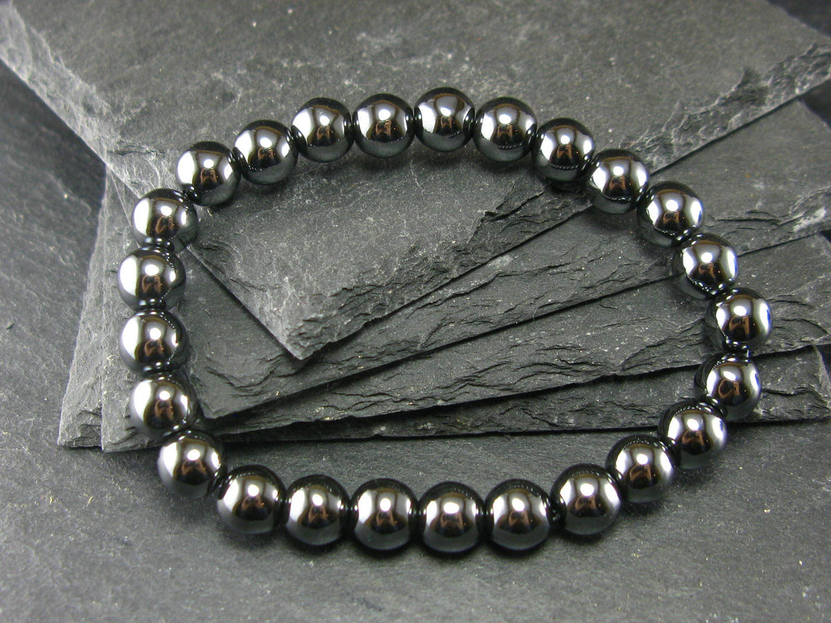 Hematite Genuine Bracelet ~ 7 Inches ~ 8mm Round Beads