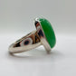 Chrysoprase Oval Ring – Natural Green Chalcedony Sterling Silver Statement Jewelry - Size 8.5