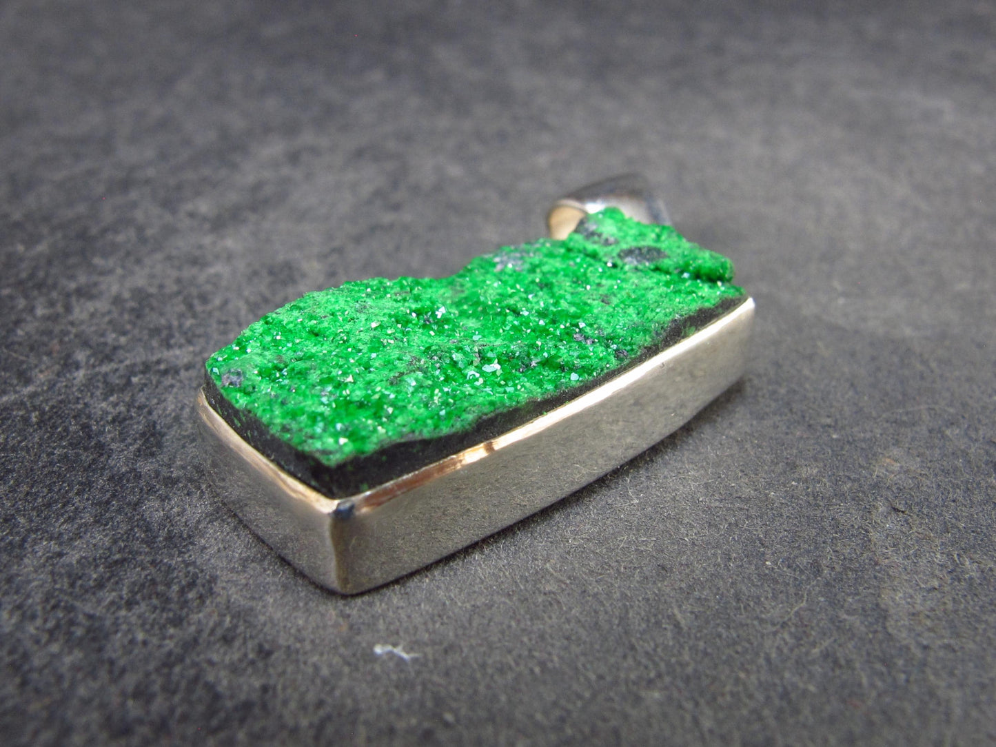 Uvarovite (Green Chromium Garnet) Cluster Silver Pendant from Russia - 1.4" - 6.63 Grams