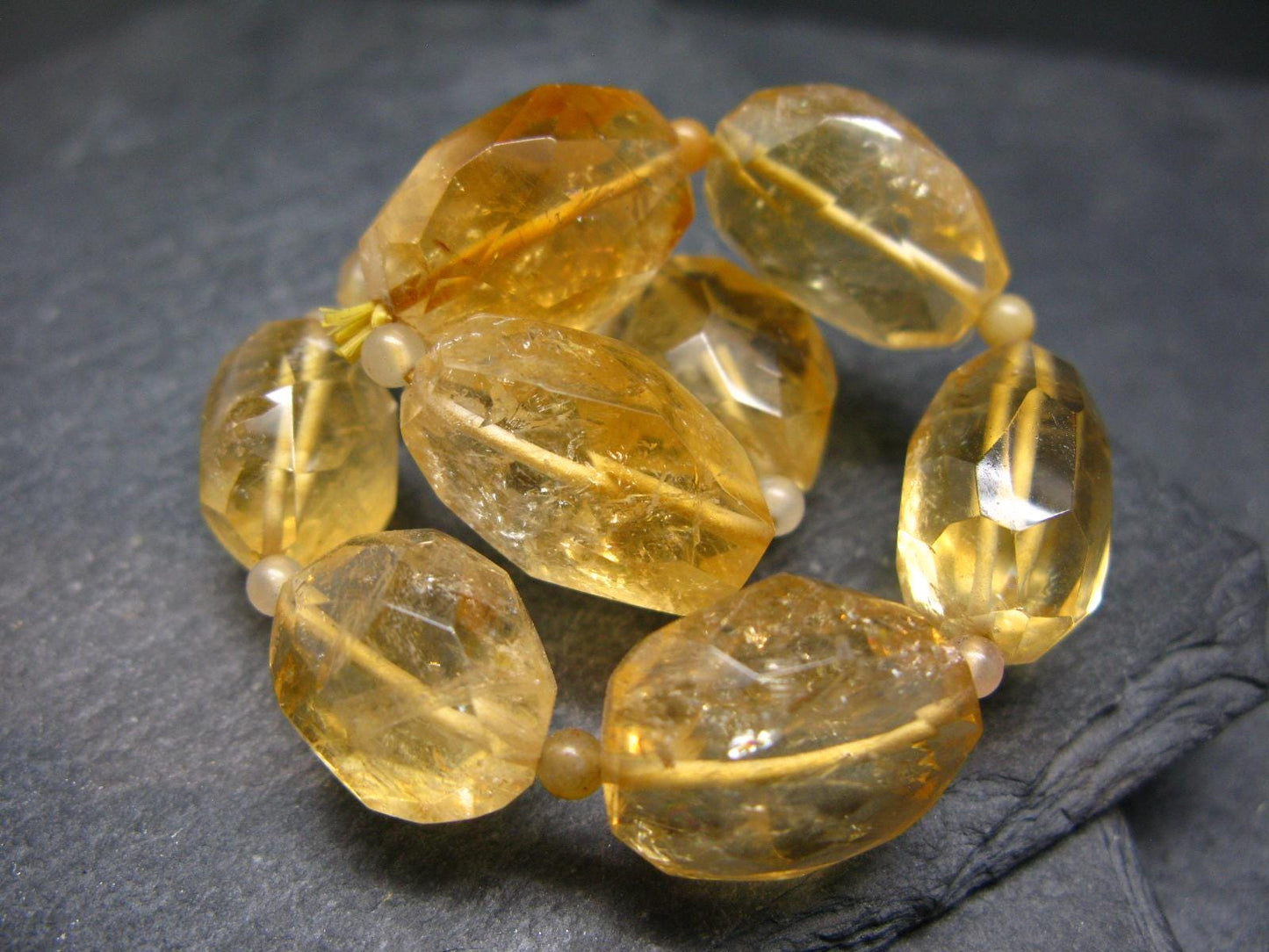 Citrine Genuine Bracelet ~ 7 Inches ~ 20mm Facetted Beads