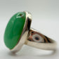 Chrysoprase Oval Ring – Natural Green Chalcedony Sterling Silver Statement Jewelry - Size 8.5