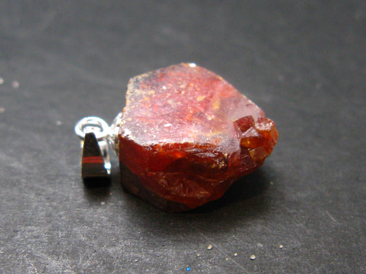 Vanadinite Crystal Silver Pendant From Morocco - 0.8" - 4.2 Grams