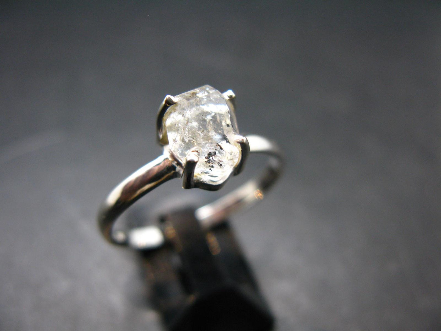 Fine Clear Natural Herkimer Diamond Silver Ring From New York - Size 11 - 2.53 Grams