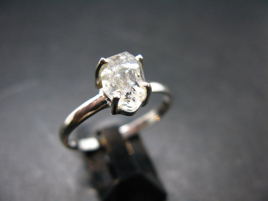Fine Clear Natural Herkimer Diamond Silver Ring From New York - Size 11 - 2.53 Grams