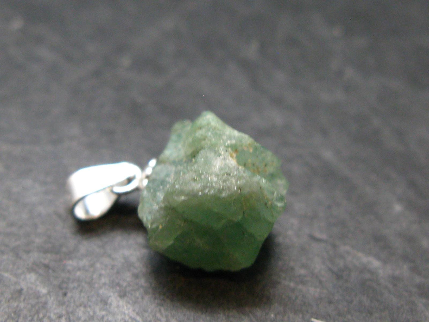 Extremely Rare Raw Gem Green Kornerupine Silver Pendant Crystal From Tanzania - 1.81 Grams - 0.7"
