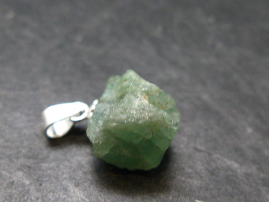 Extremely Rare Raw Gem Green Kornerupine Silver Pendant Crystal From Tanzania - 1.81 Grams - 0.7"