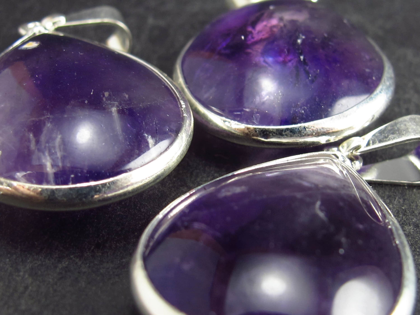 Lot of 3 Natural Purple Amethyst Drop Shaped Pendants From Brazil