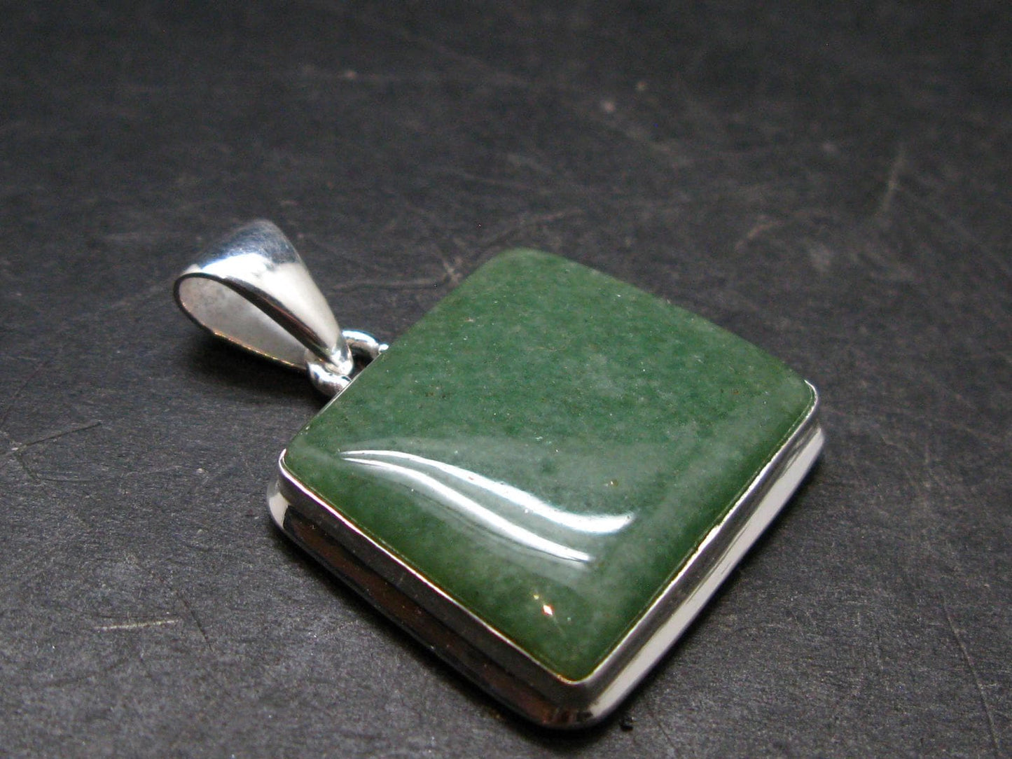 Natural Green Aventurine Silver Plated Pendant From Brazil - 8.98 Grams
