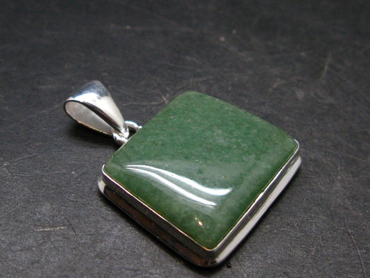 Natural Green Aventurine Silver Plated Pendant From Brazil - 8.98 Grams