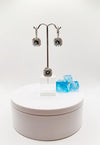 London Blue Topaz Halo Earrings & Pendant Set - Weight 11.25 Grams
