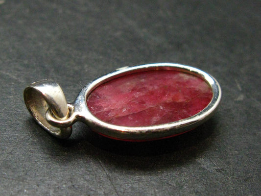 Vivid Juice Carmine Red Gem Rhodonite Silver Pendant From Brazil - 1.2" - 3.71 Grams