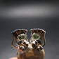 Moldavite Tektite & Red Garnet Silver Earrings from Czech Republic - 2.05 Grams