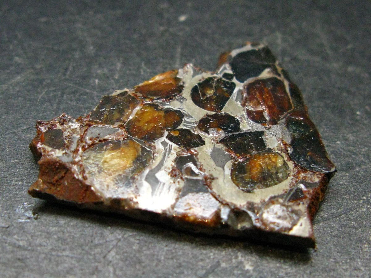 Large Sericho Meteorite Pallasite Olivine Slice From Kenya - 1.5" - 4.48 Grams