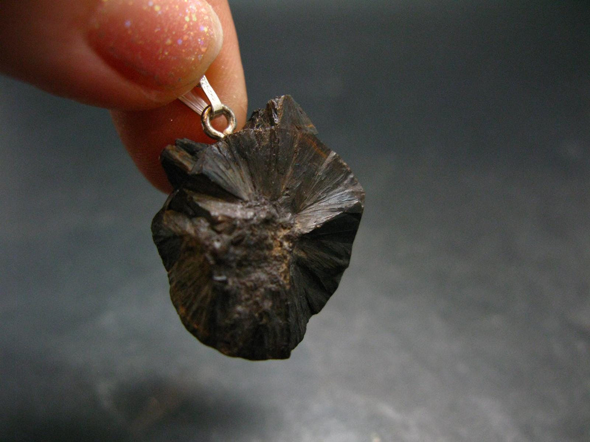 Bubble Hematite Silver Pendant from Morocco - 1.2" - 11.23 Grams