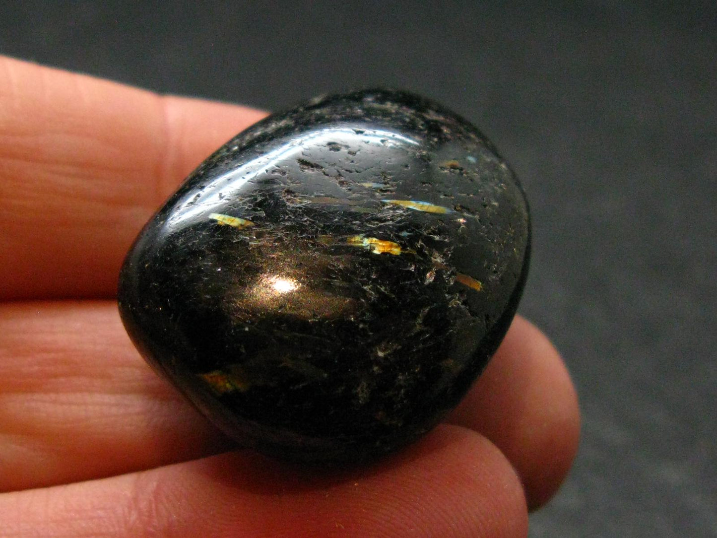 Rare Nuumite Nuummite Tumbled Stone From Greenland - 16.72 Grams - 1.0"