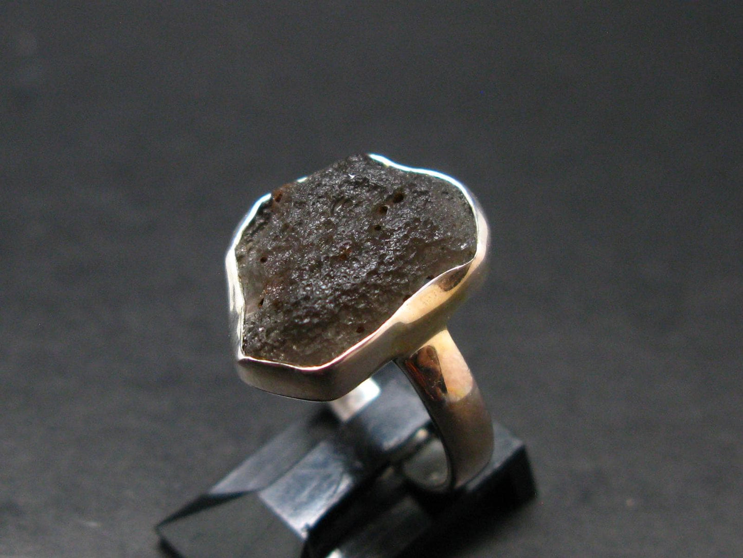 Rare Cintamani Pseudotektite Ring from Indonesia - 4.14 Grams, Size 8