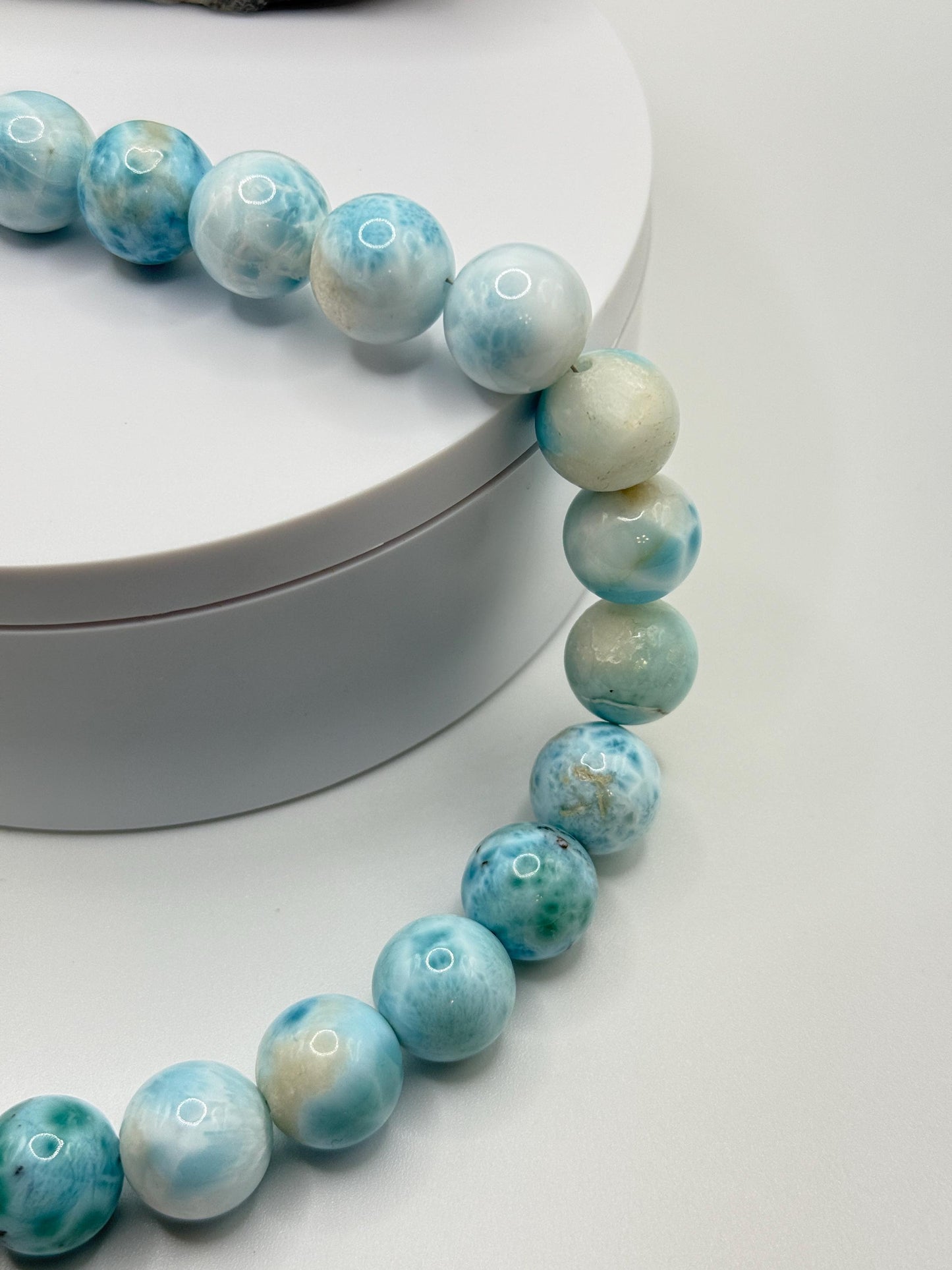 Larimar Beaded Necklace Blue Gemstone Jewelry Ocean Stone Necklace Gift