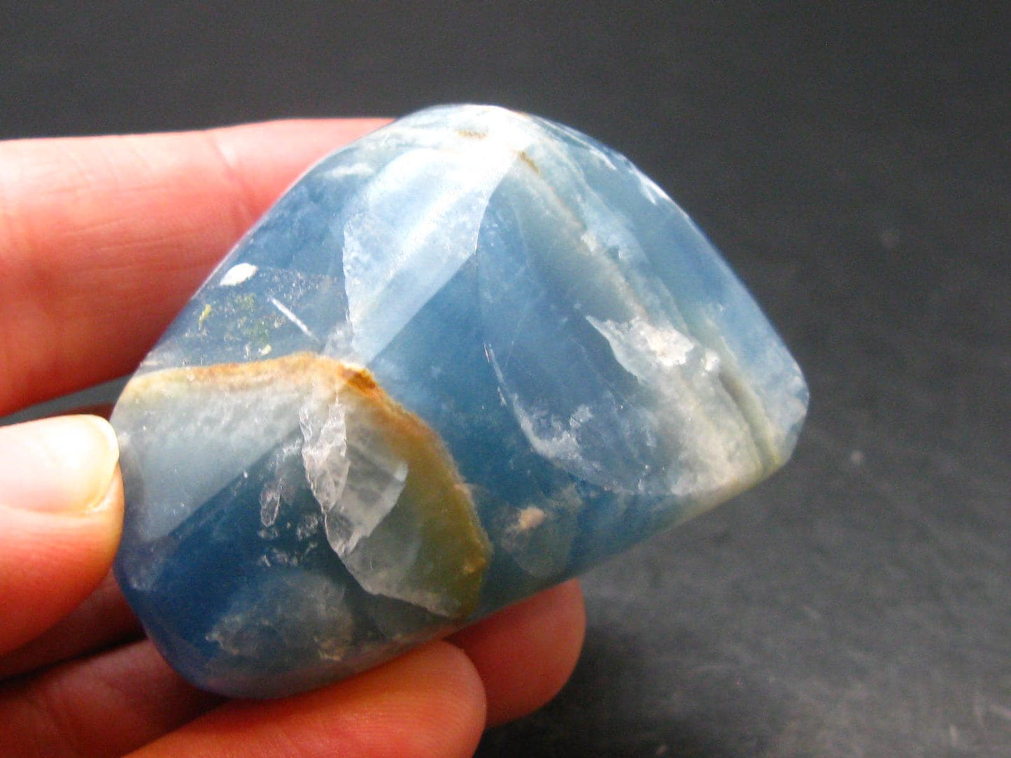 Nice Lemurian Aquatine Blue Calcite Tumbled From Argentina - 1.9" - 61.35 Grams