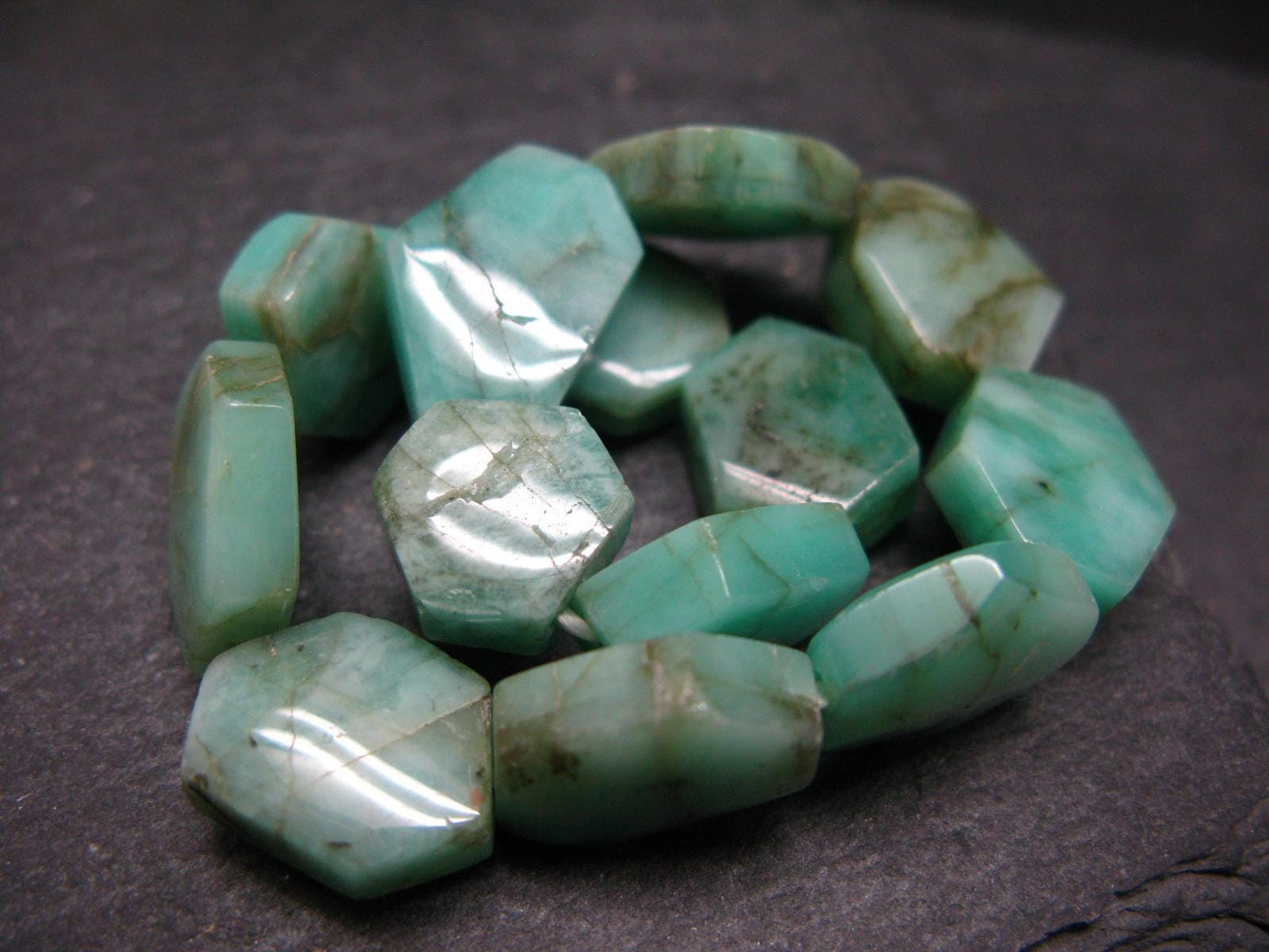 Emerald Genuine Bracelet ~ 7 Inches ~ 15mm Facetted Beads