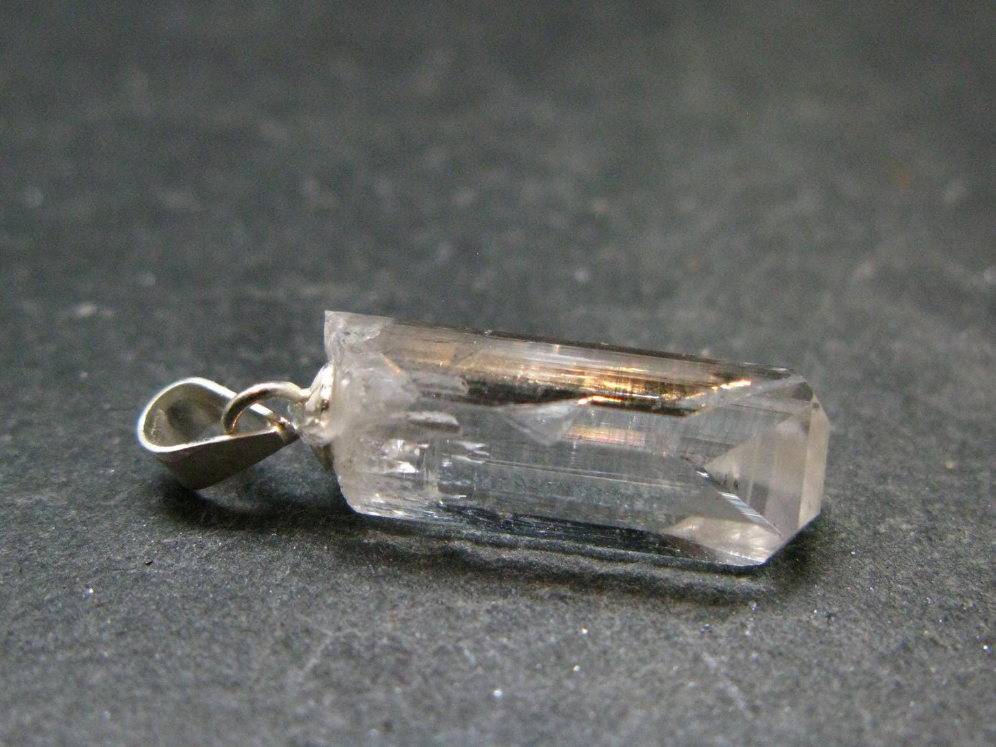 Nice Terminated Danburite Crystal Silver Pendant from Russia - 0.9" - 1.35 Grams