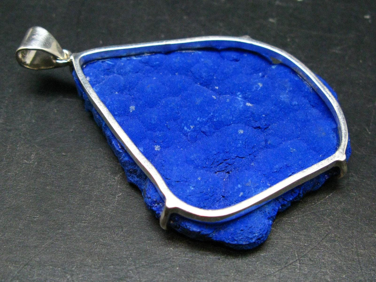 Royal Blue Rough Azurite Sterling Silver Pendant - 3.0" - 42.09 Grams