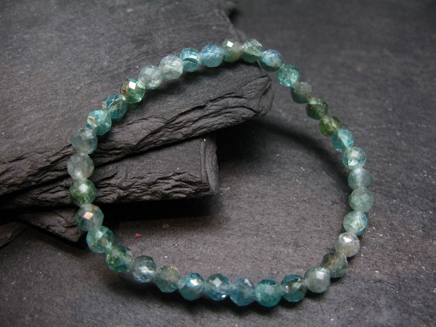 Blue Zircon Genuine Bracelet ~ 7 Inches ~ 5mm Facetted Beads