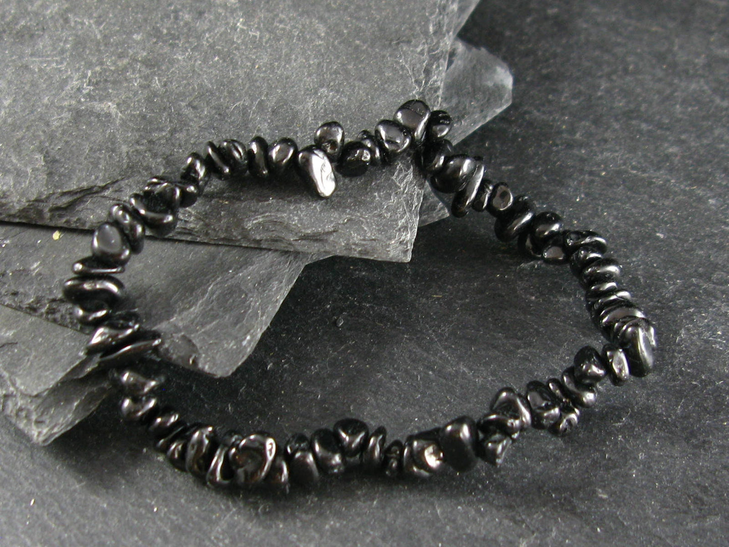 Black Spinel Genuine Bracelet ~ 7 Inches ~ 6-7mm Tumbled Beads