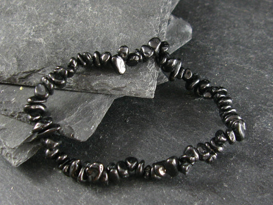 Black Spinel Genuine Bracelet ~ 7 Inches ~ 6-7mm Tumbled Beads