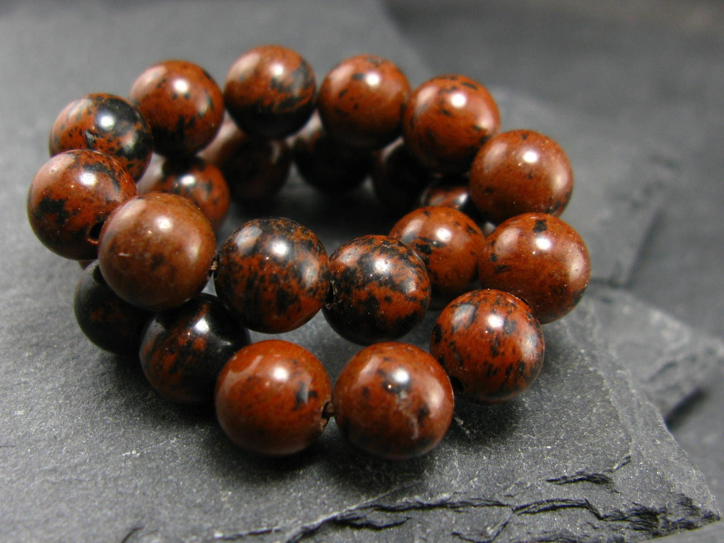 Mahogany Obsidian Genuine Bracelet ~ 7 Inches ~ 8mm Round Beads