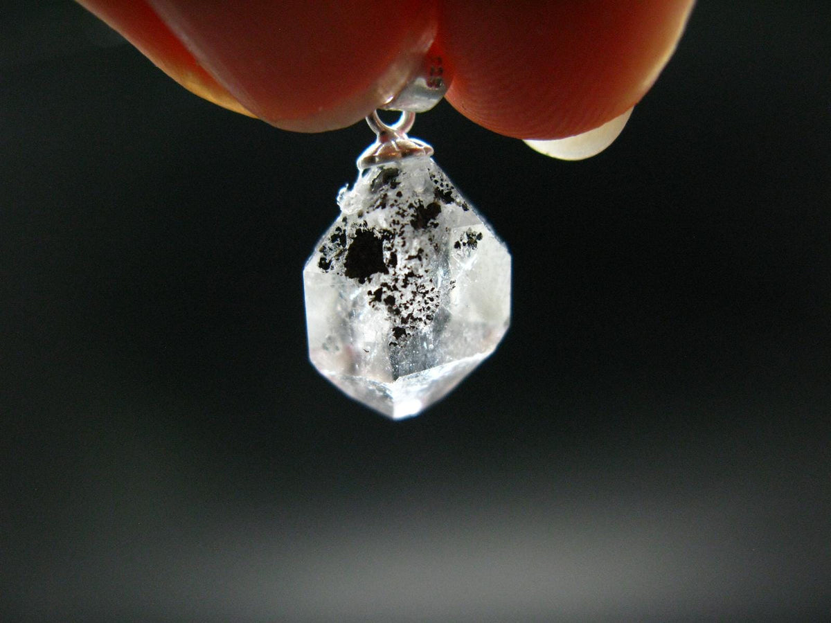 Fine Natural Herkimer Diamond Silver Pendant From New York - 0.8" - 1.31 Grams