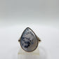 Elegant Dendritic Agate Teardrop Ring – Natural Scenic Pattern Statement Jewelry - Size 8