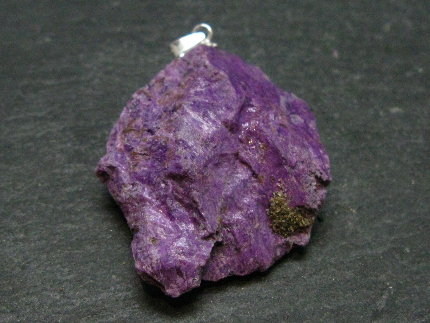 Rare Raw Purple Stichtite Crystal Silver Pendant From Russia - 1.7" - 11.67 Grams
