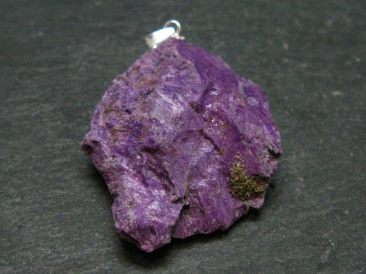 Rare Raw Purple Stichtite Crystal Silver Pendant From Russia - 1.7" - 11.67 Grams