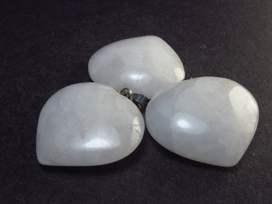 Set of 3 Quartz Heart Shaped Pendants From Brazil