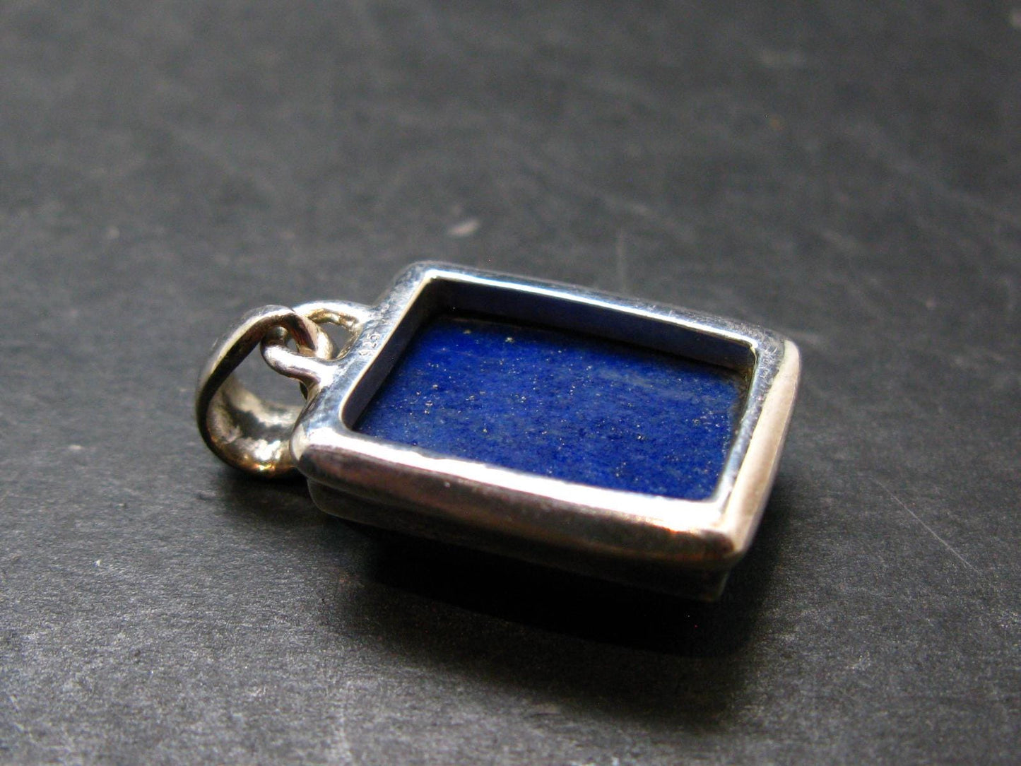 Lapis Lazuli Silver Pendant From Afghanistan - 1.2" - 8.03 Grams