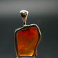 Raw Fire Opal Sterling Silver Pendant From Mexico - 0.7" - 1.27 Grams