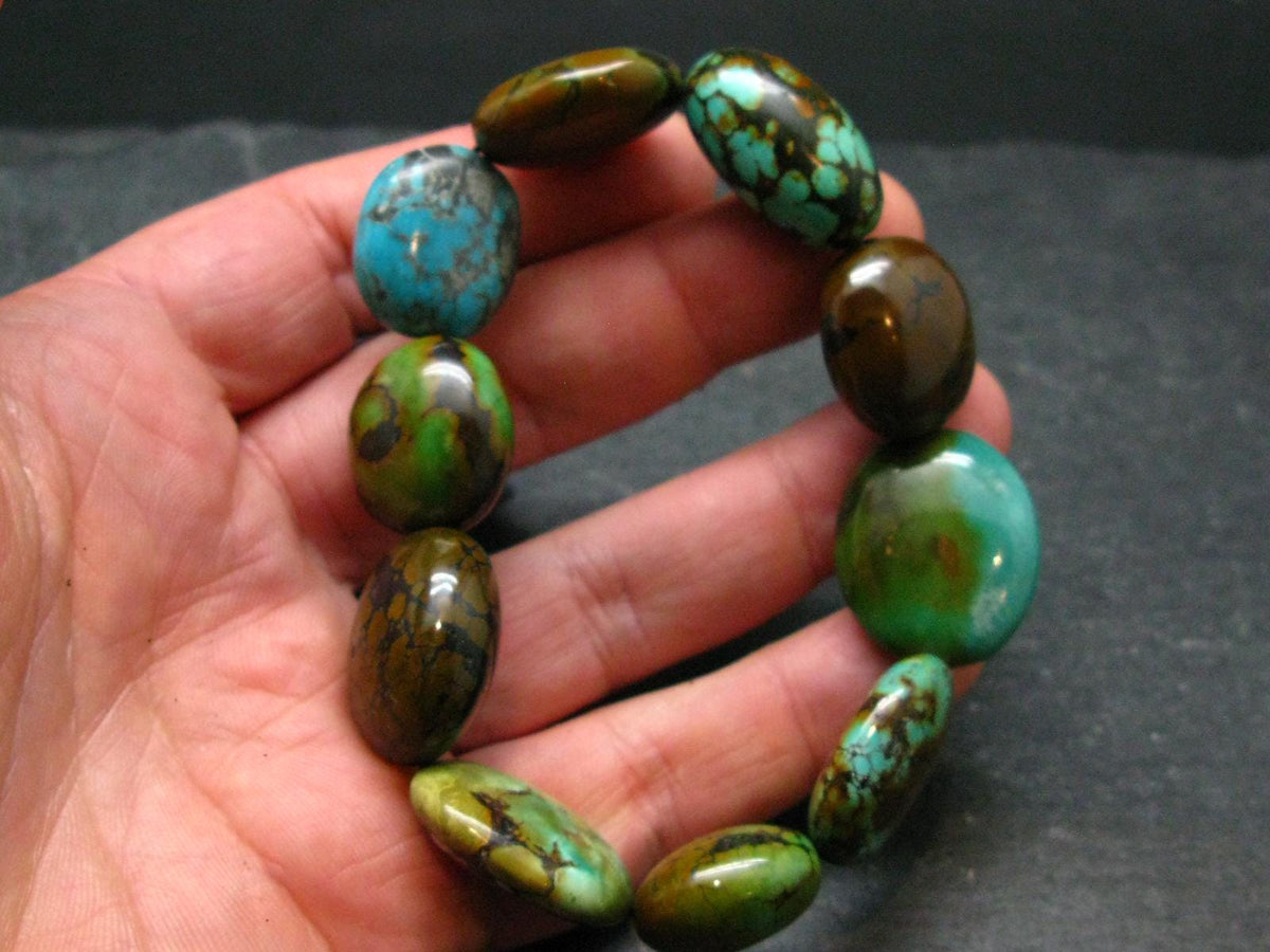 Turquoise Genuine Untreated Bracelet ~ 7.5 Inches ~ 25mm Tumbled Beads