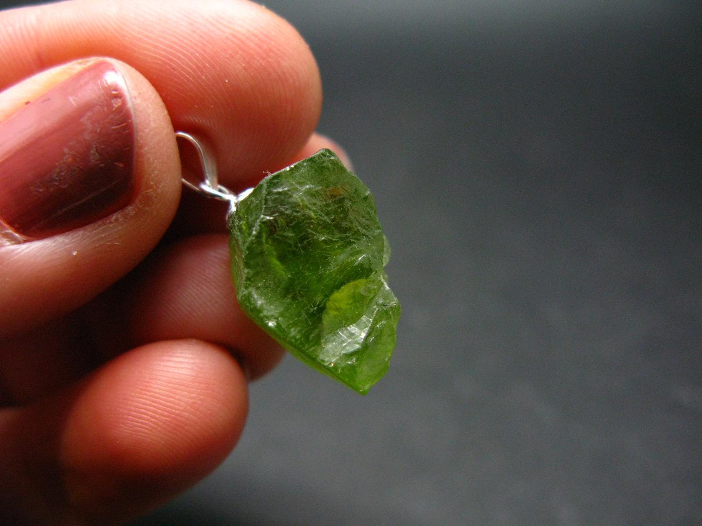 Peridot Olivine Pendant in SS From Arizona - 0.9" - 3.55 Grams