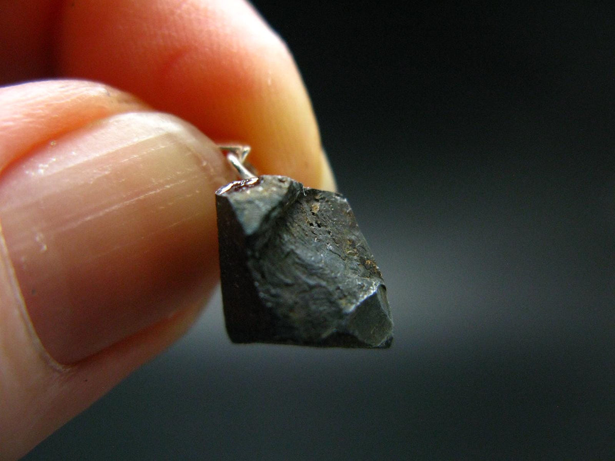 Magnetite Crystal Silver Pendant From Bolivia - 0.7" - 1.66 Grams