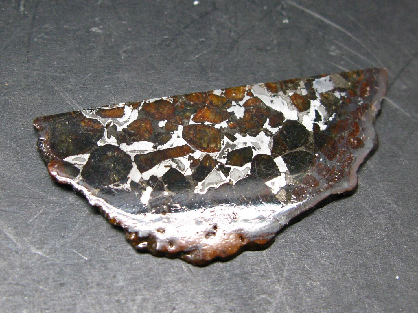 Large Brahin Meteorite Pallasite Olivine Slice From Belarus - 2.3" - 11.00 Grams