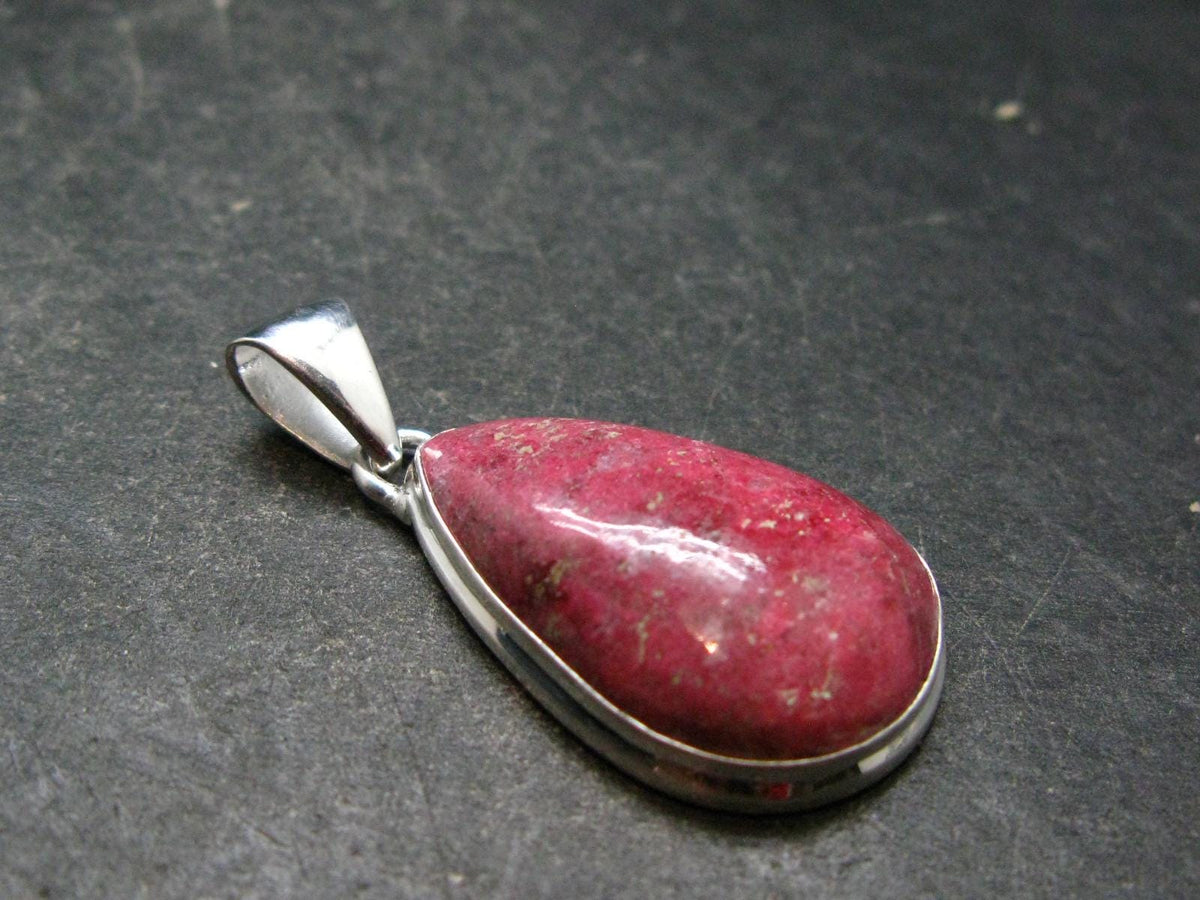 Thulite Silver Plated Pendant From Norway - 1.5" - 6.41 Grams