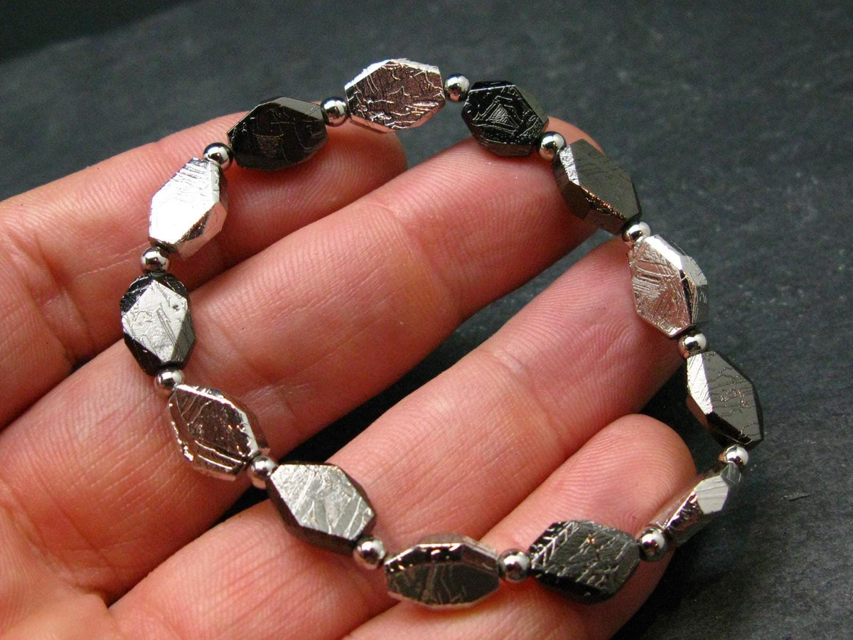 Meteorite Muonuonolusta Genuine Bracelet ~ 6.5 Inches ~ 12mm Facetted Beads