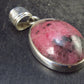 Rare Rhodonite Cabochon Silver Pendant From Brazil - 1.2" - 5.2 Grams