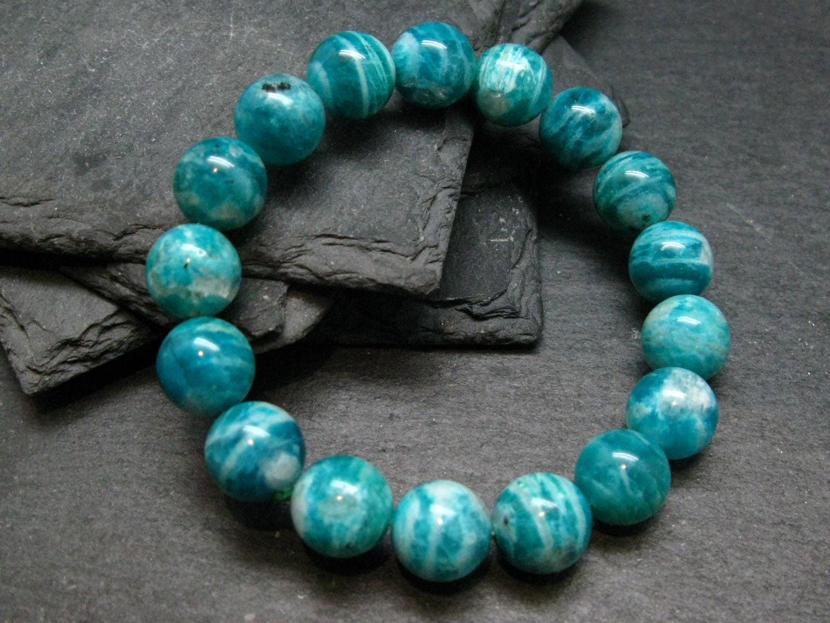 Russian Amazonite Genuine Bracelet ~ 7 Inches ~ 12mm Round Beads
