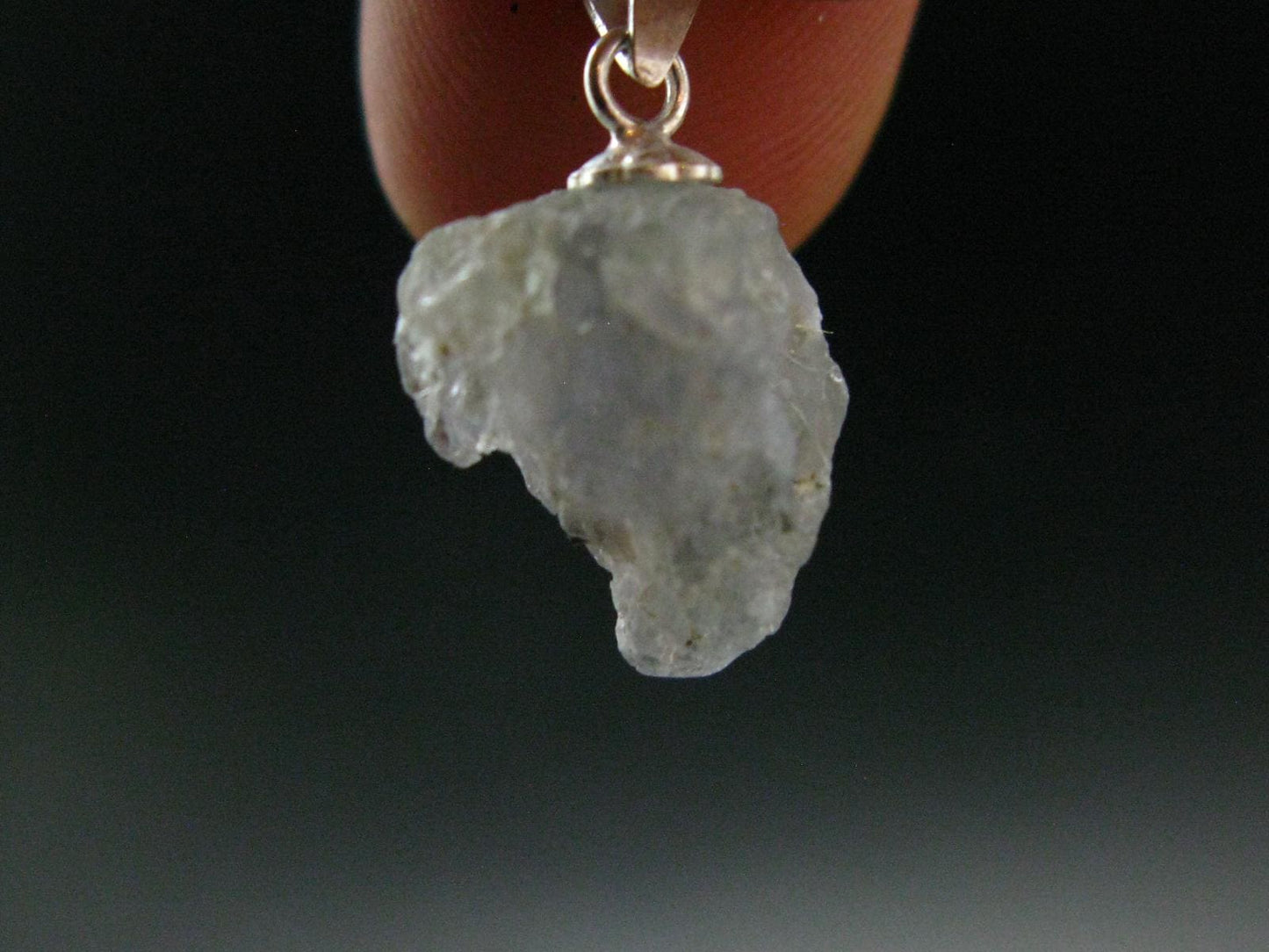 Gray Herderite Silver Pendant from Africa - 0.7" - 1.31 Grams