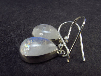 Cabochon Natural Moonstone 925 Sterling Silver Drop Earrings - 1.2" - 4.60 Grams